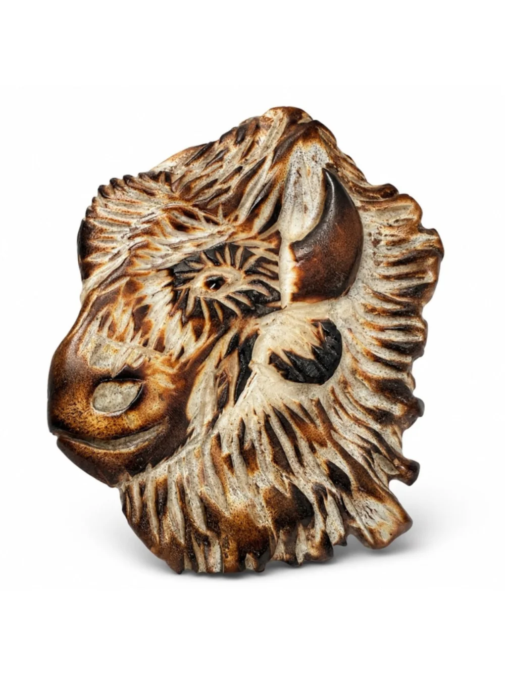 Buffalo Bison 3D Head Belt Buckle Etched Resin Carving Western Wear 3.75